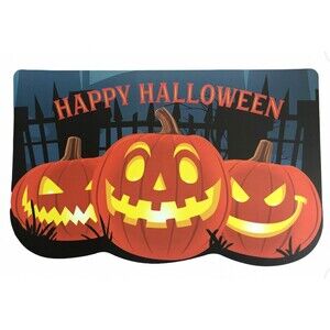 Happy Halloween Jack-O'-Lantern Placemats Set of 4 Vinyl Foam Back Pumpkin